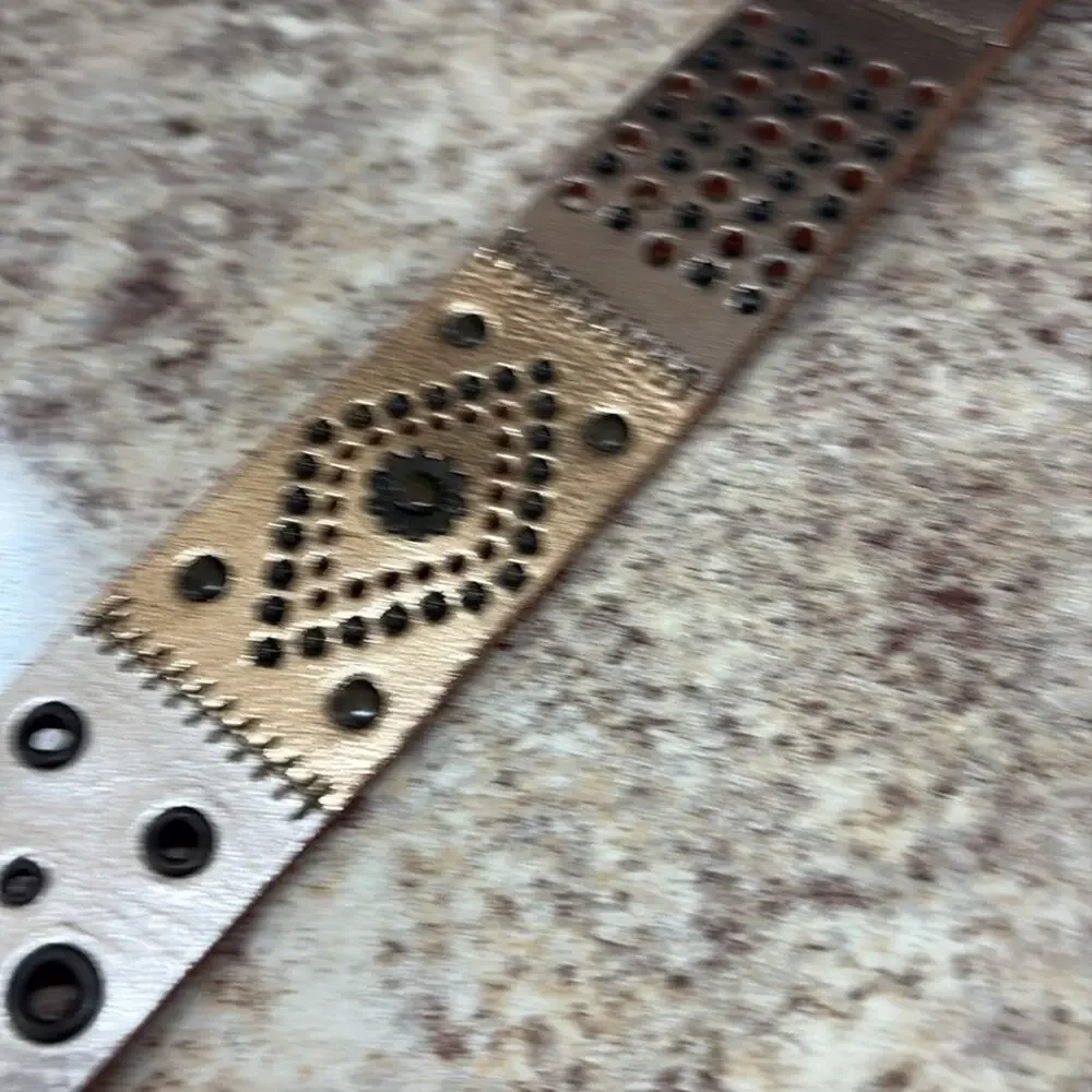Fossil M gold and silver patchwork Leather Belt